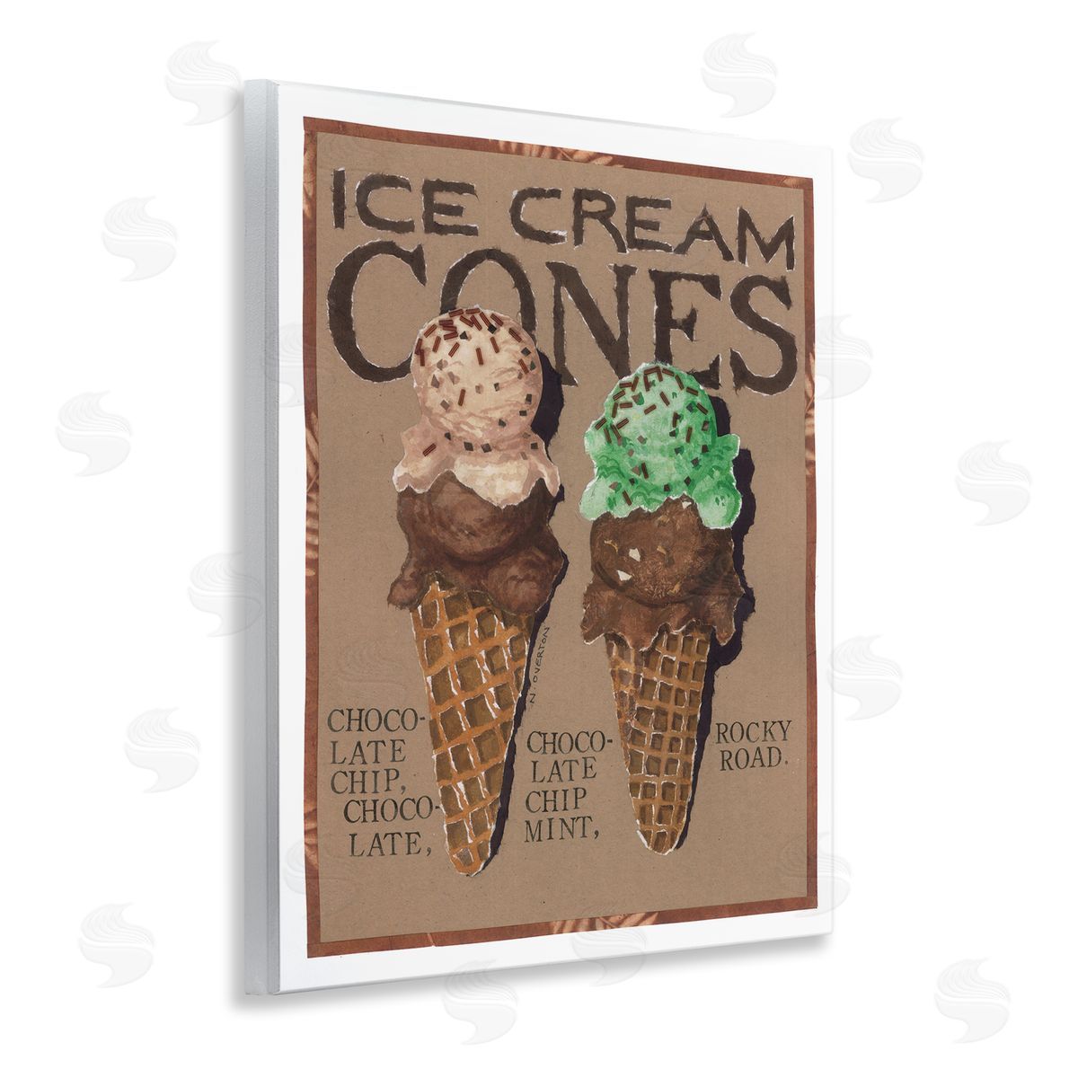 Ice Cream Cones Wood Plaque Wall Art, Home Decor by Nancy Overton