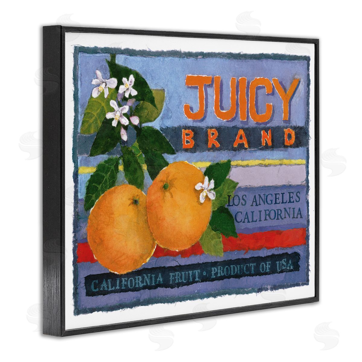 Juicy Brand Oranges Black Frame Print Wall Art, Home Decor by Nancy Overton