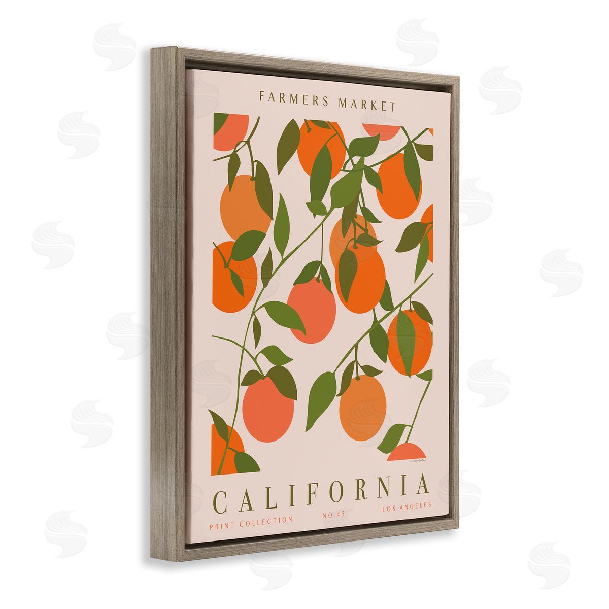 California Farmers Market Brown Floating Frame Canvas Wall Art, Home Decor by Kamdon Kreations