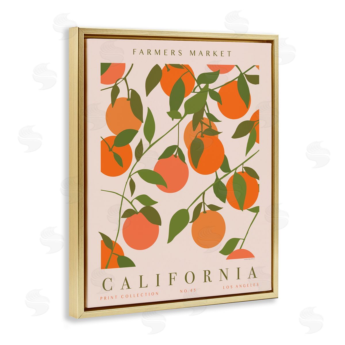 California Farmers Market Gold Floating Frame Canvas Wall Art, Home Decor by Kamdon Kreations