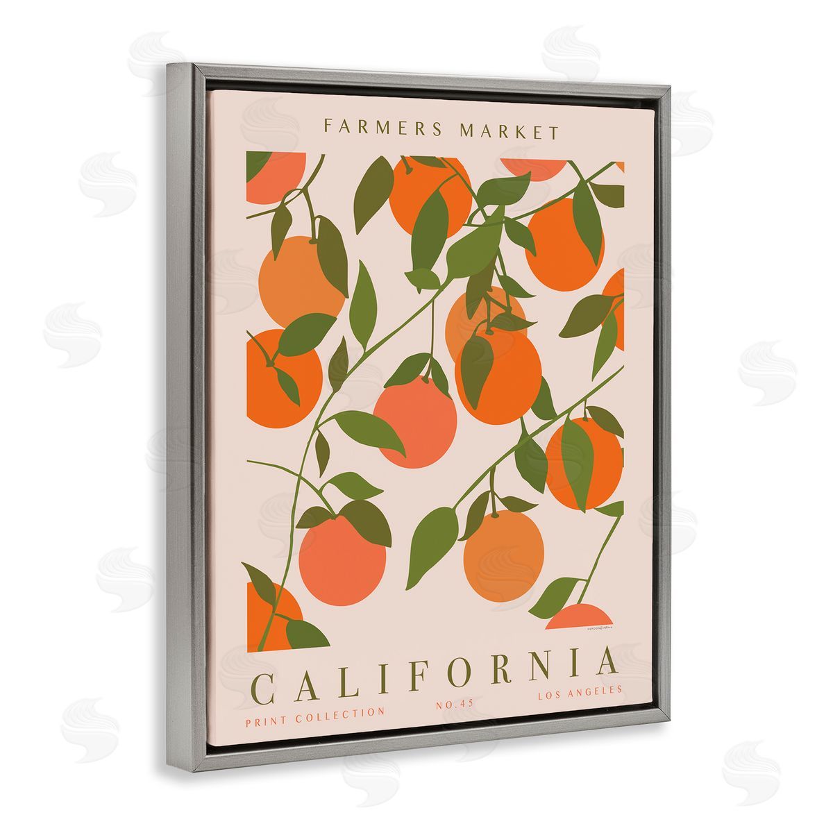 California Farmers Market Grey Floating Frame Canvas Wall Art, Home Decor by Kamdon Kreations