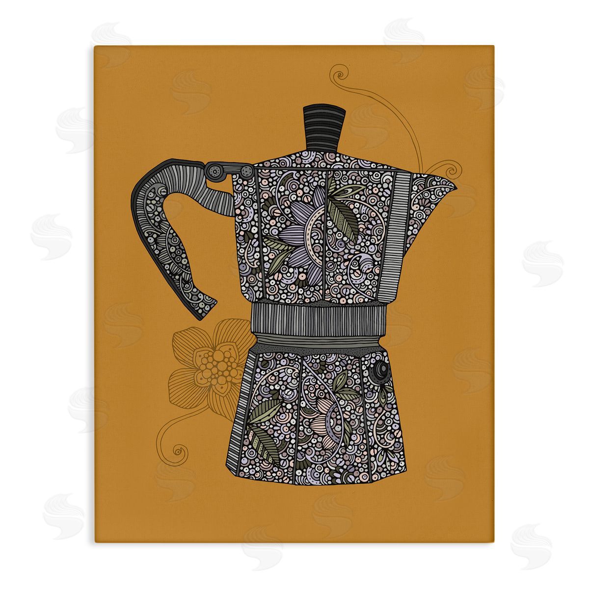 Moka Pot Coffee Maker Canvas Wall Art, Home Decor by Valentina Harper