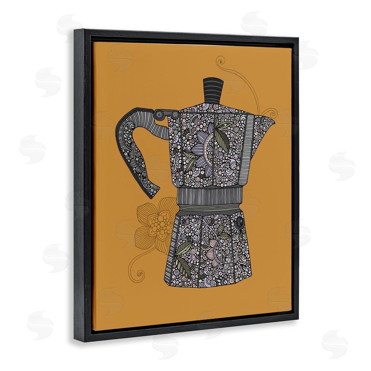 Moka Pot Coffee Maker Black Floating Frame Canvas Wall Art, Home Decor by Valentina Harper