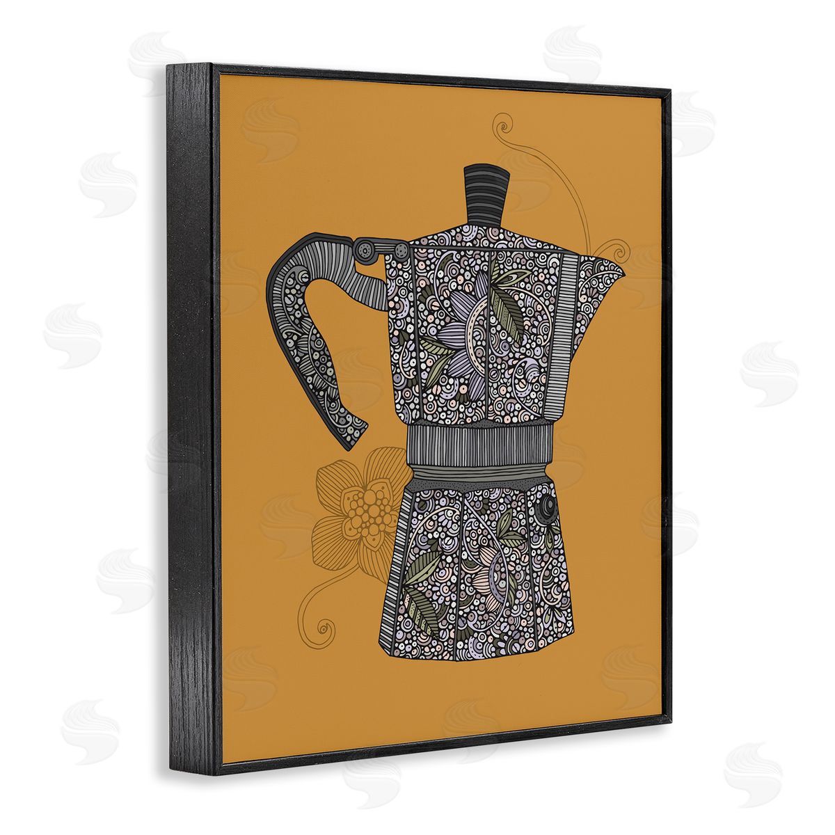 Moka Pot Coffee Maker Black Frame Print Wall Art, Home Decor by Valentina Harper