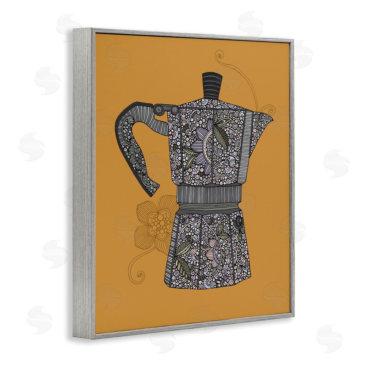 Moka Pot Coffee Maker Grey Frame Print Wall Art, Home Decor by Valentina Harper