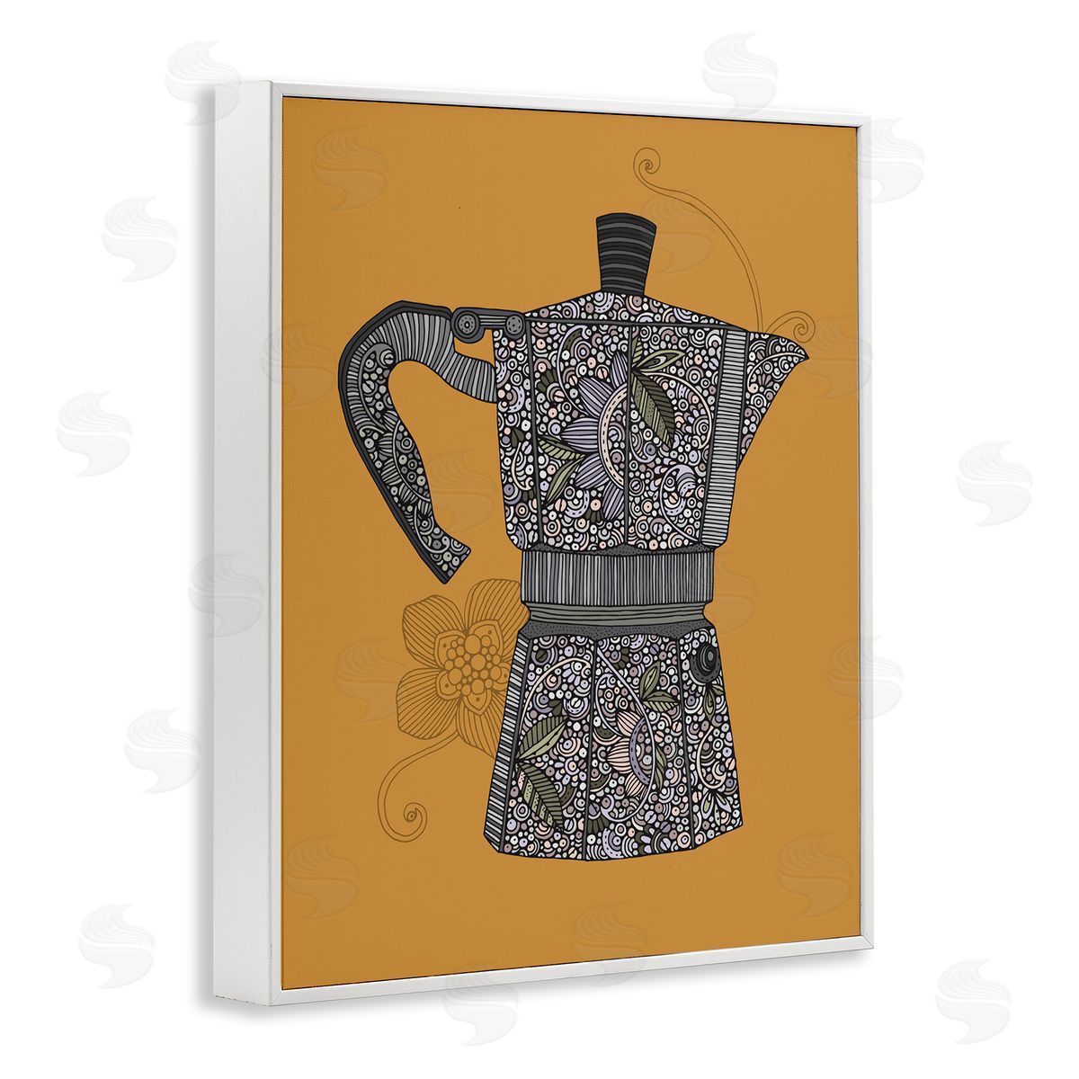 Moka Pot Coffee Maker White Frame Print Wall Art, Home Decor by Valentina Harper