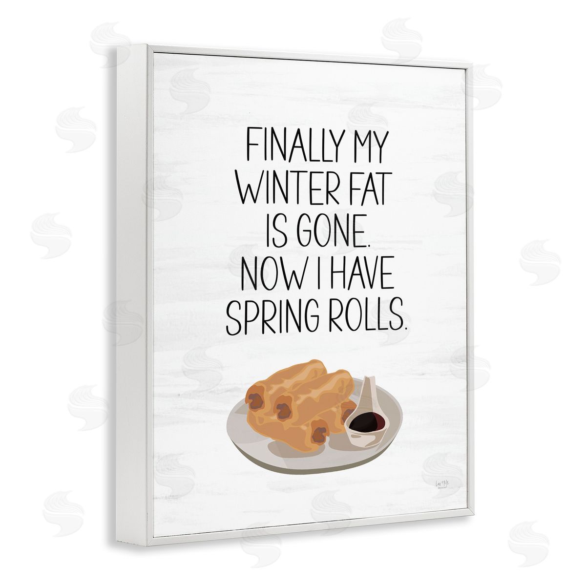Funny Spring Rolls Phrase White Frame Print Wall Art, Home Decor by Lux + Me Designs