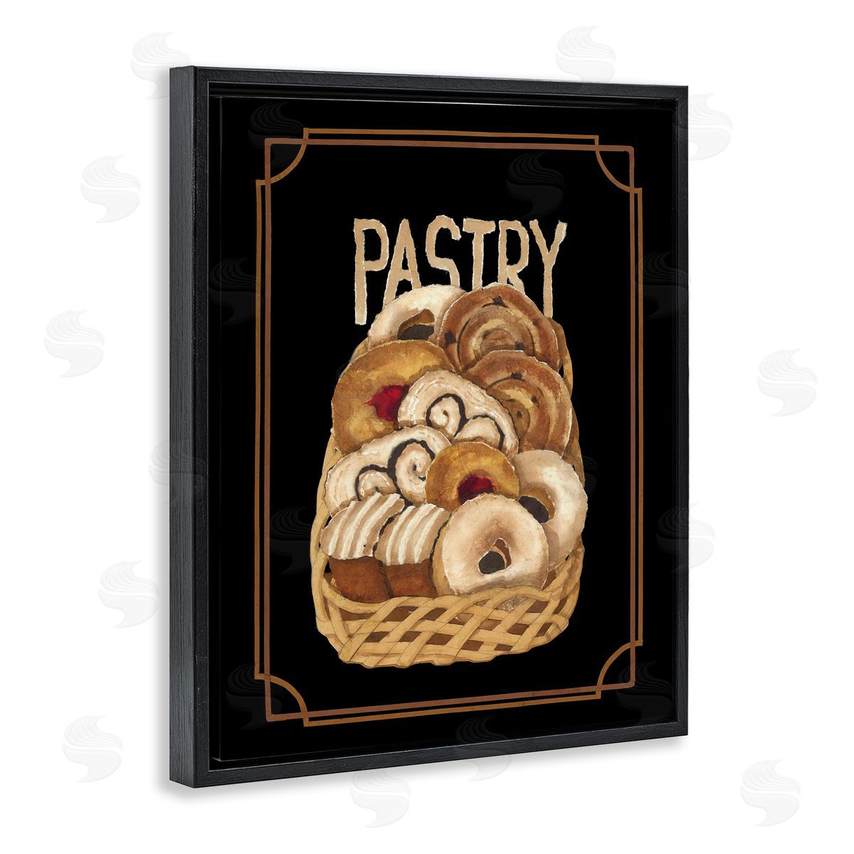 Traditional Pasty Basket Black Floating Frame Canvas Wall Art, Home Decor by Nancy Overton
