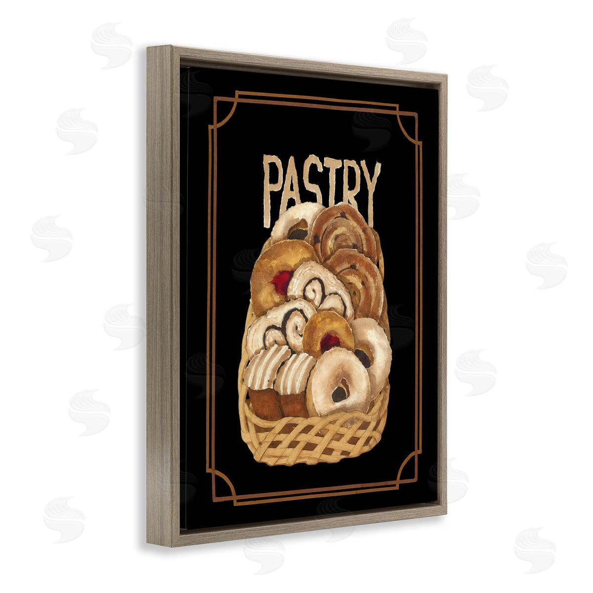 Traditional Pasty Basket Brown Floating Frame Canvas Wall Art, Home Decor by Nancy Overton