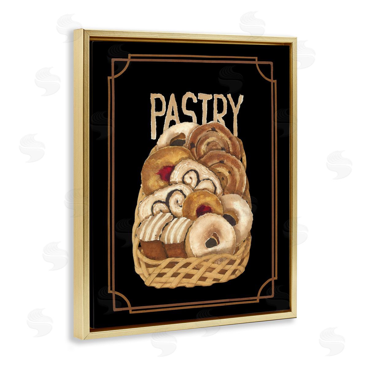 Traditional Pasty Basket Gold Floating Frame Canvas Wall Art, Home Decor by Nancy Overton
