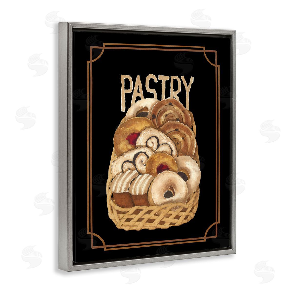 Traditional Pasty Basket Grey Floating Frame Canvas Wall Art, Home Decor by Nancy Overton