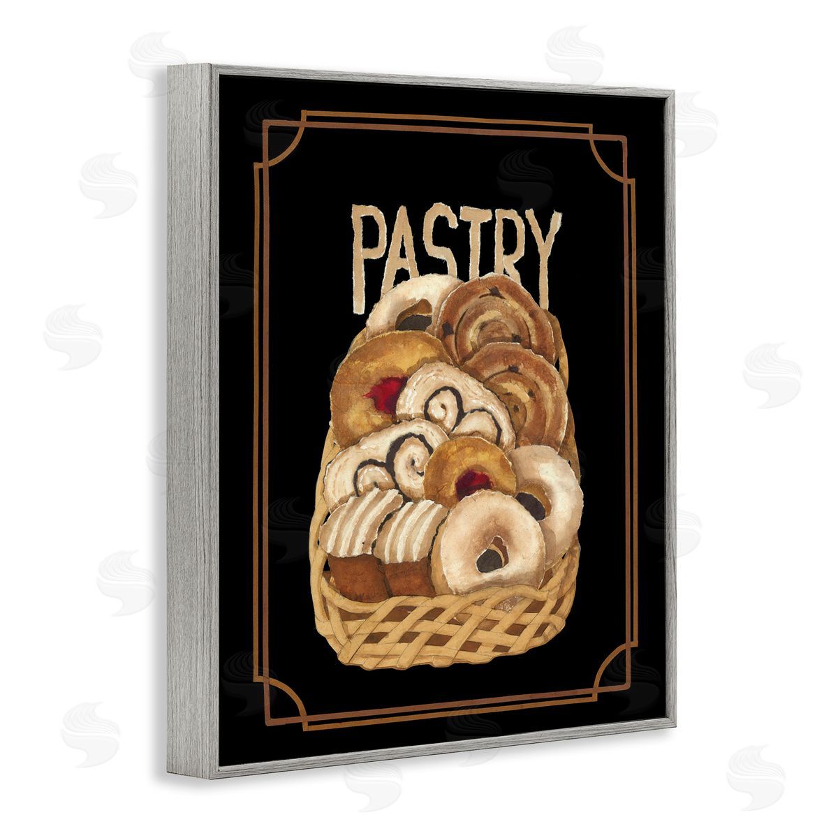 Traditional Pasty Basket Grey Frame Print Wall Art, Home Decor by Nancy Overton