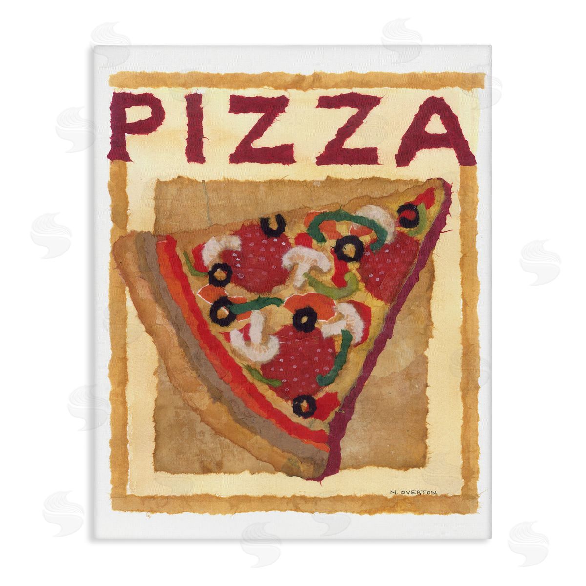 Watercolor Style Pizza Canvas Wall Art, Home Decor by Nancy Overton