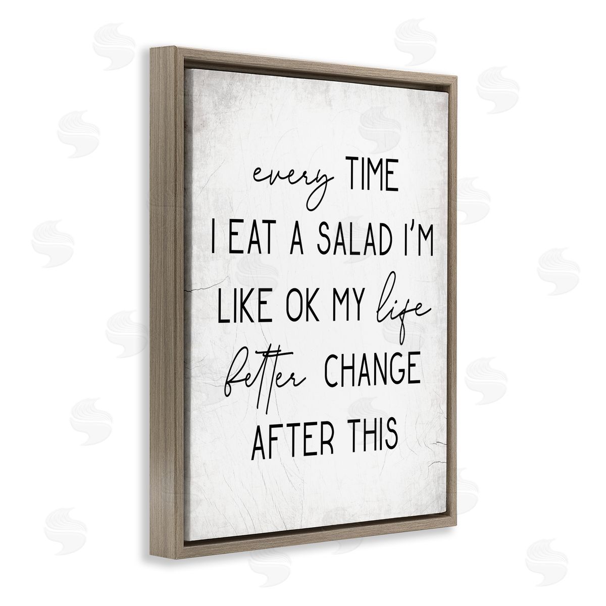 Every Time I Eat Salad Brown Floating Frame Canvas Wall Art, Home Decor by Stupell Studio