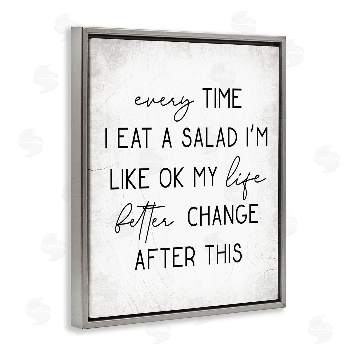 Every Time I Eat Salad Grey Floating Frame Canvas Wall Art, Home Decor by Stupell Studio
