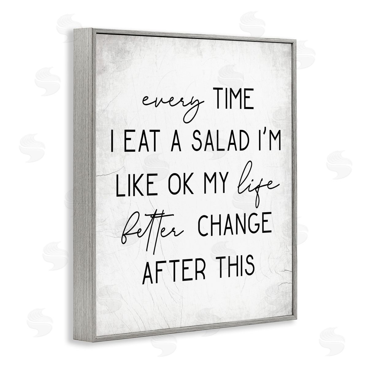 Every Time I Eat Salad Grey Frame Print Wall Art, Home Decor by Stupell Studio