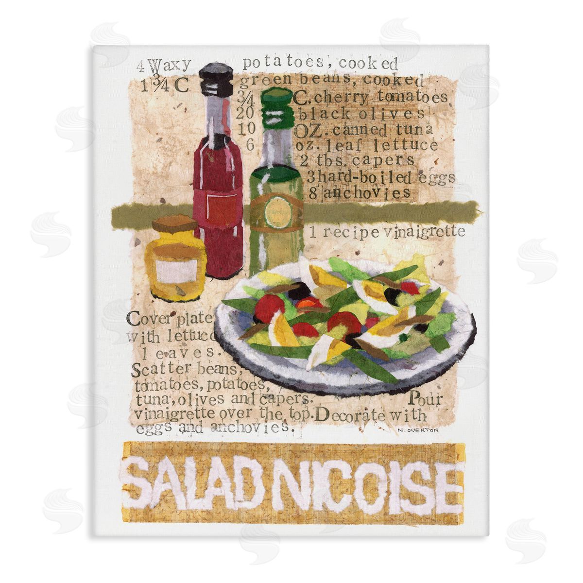 Salad Nicoise Recipe Canvas Wall Art, Home Decor by Nancy Overton