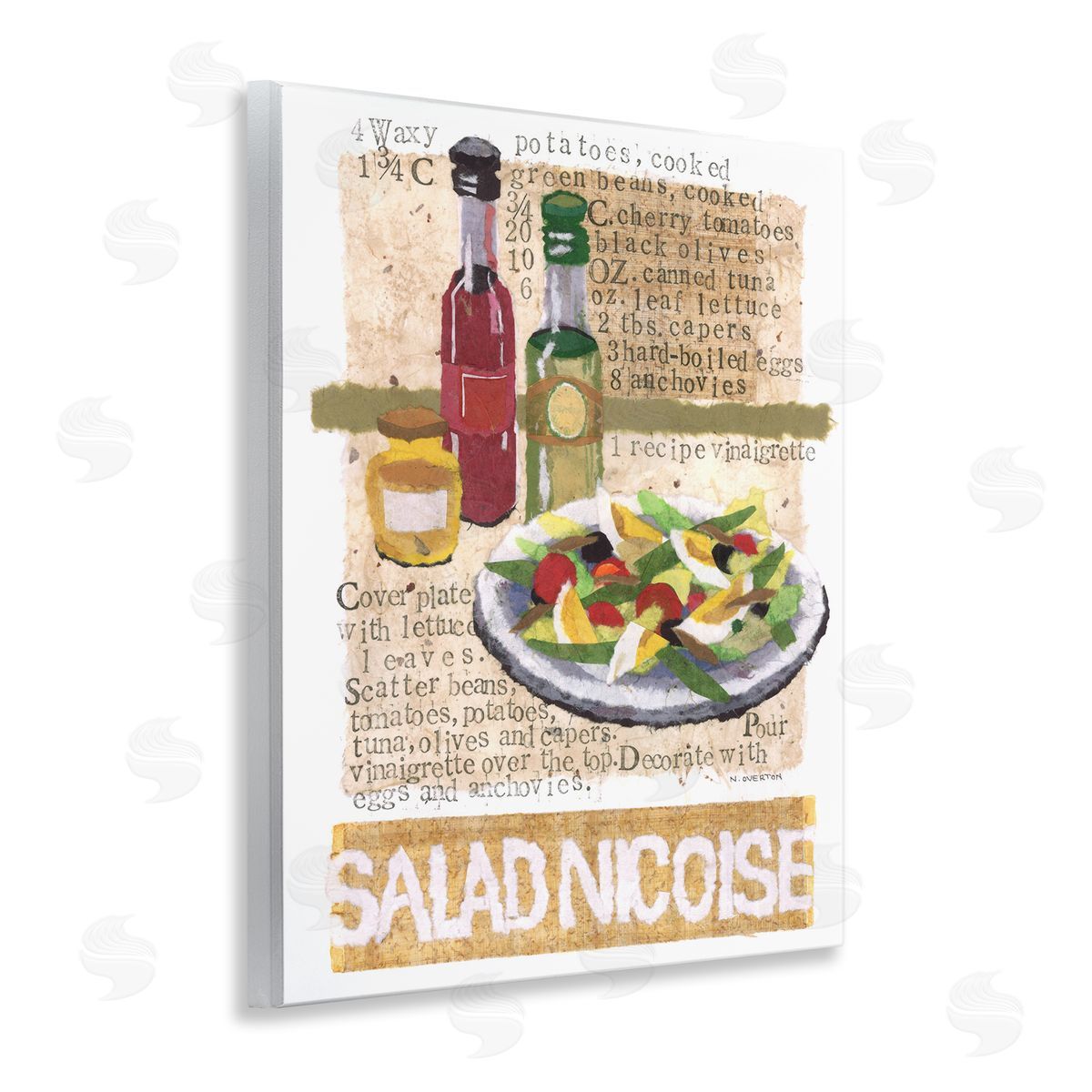 Salad Nicoise Recipe Wood Plaque Wall Art, Home Decor by Nancy Overton