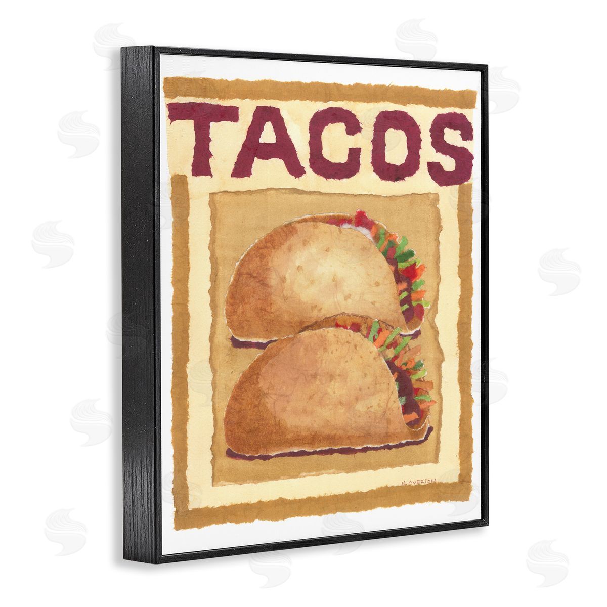Traditional Tacos Duo Black Frame Print Wall Art, Home Decor by Nancy Overton