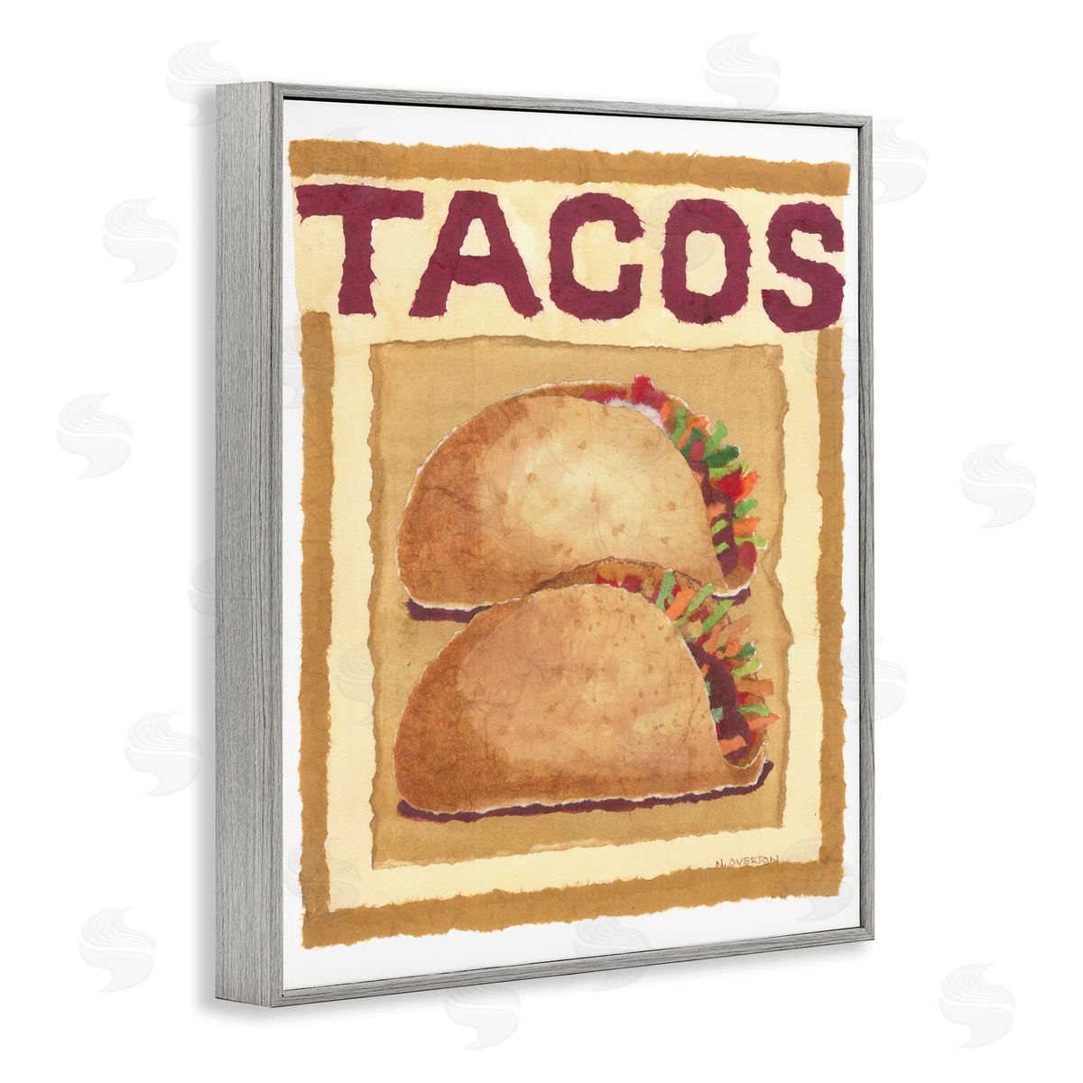 Traditional Tacos Duo Grey Frame Print Wall Art, Home Decor by Nancy Overton