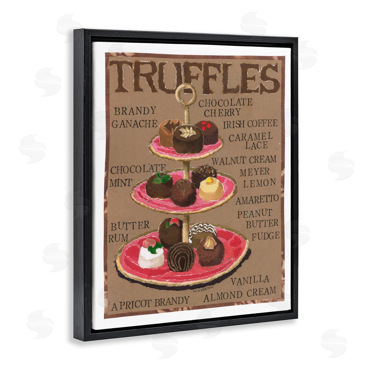 Assorted Chocolate Truffles Black Floating Frame Canvas Wall Art, Home Decor by Nancy Overton