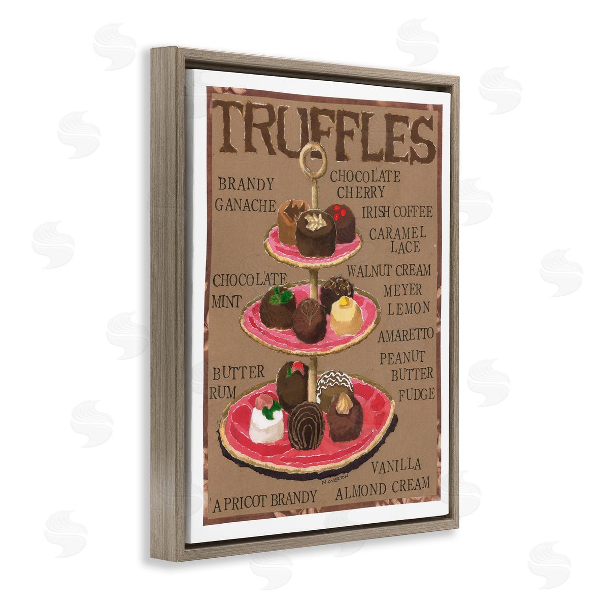 Assorted Chocolate Truffles Brown Floating Frame Canvas Wall Art, Home Decor by Nancy Overton