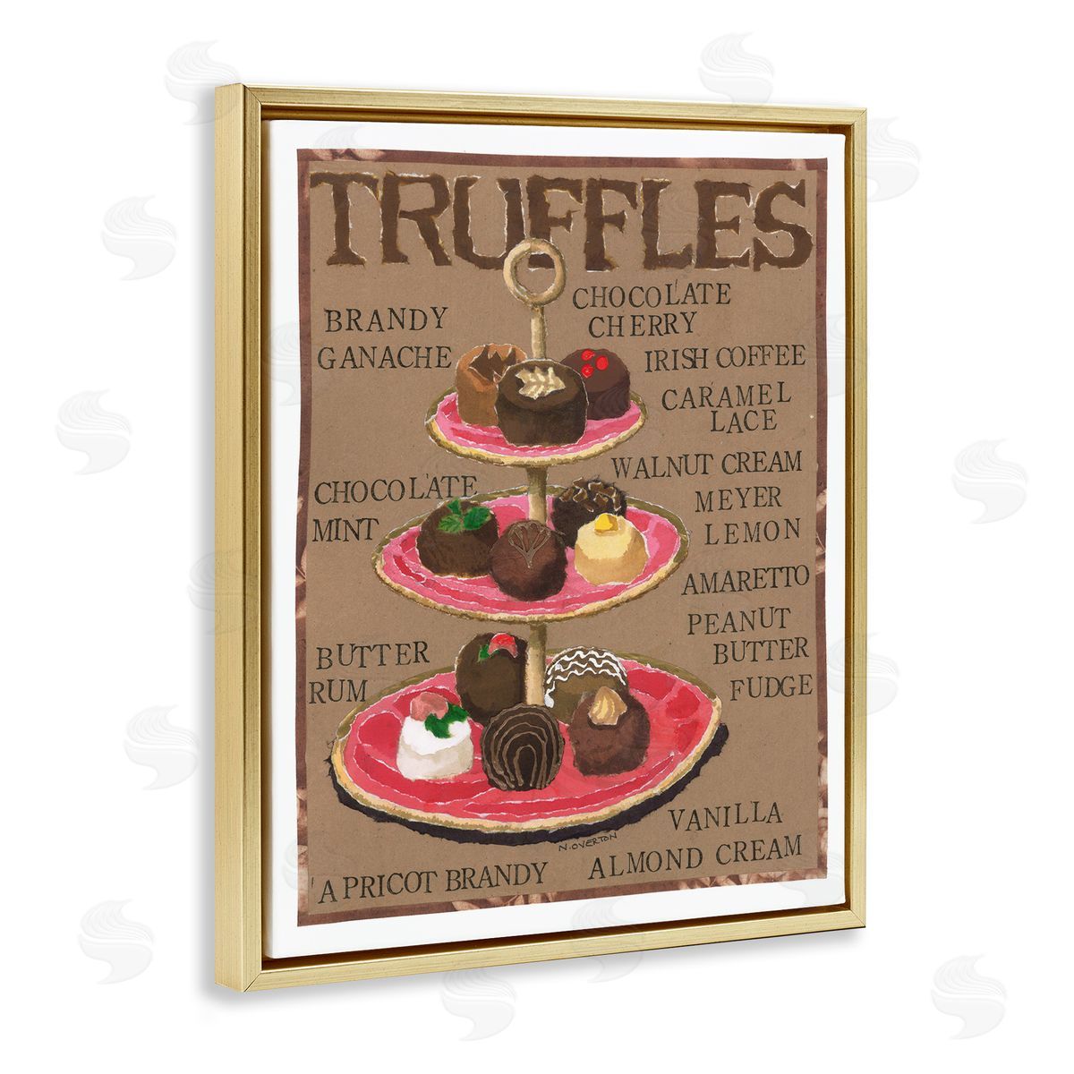 Assorted Chocolate Truffles Gold Floating Frame Canvas Wall Art, Home Decor by Nancy Overton