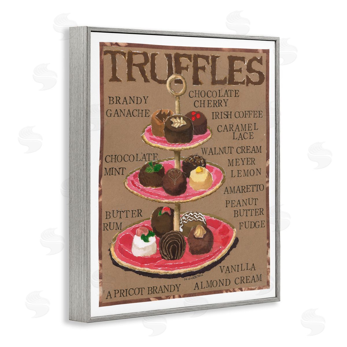 Assorted Chocolate Truffles Grey Frame Print Wall Art, Home Decor by Nancy Overton