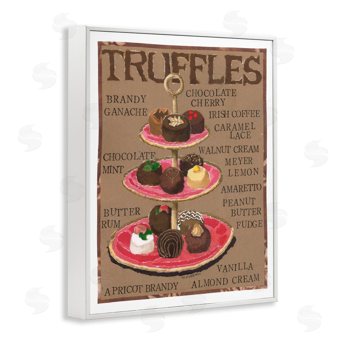 Assorted Chocolate Truffles White Frame Print Wall Art, Home Decor by Nancy Overton