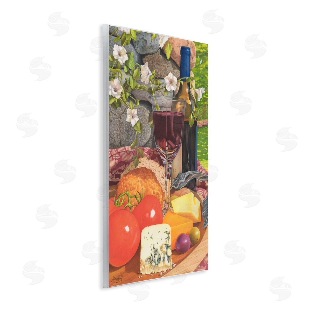 Wine and Cheese Plate Wood Plaque Wall Art, Home Decor by Mardell Schuster
