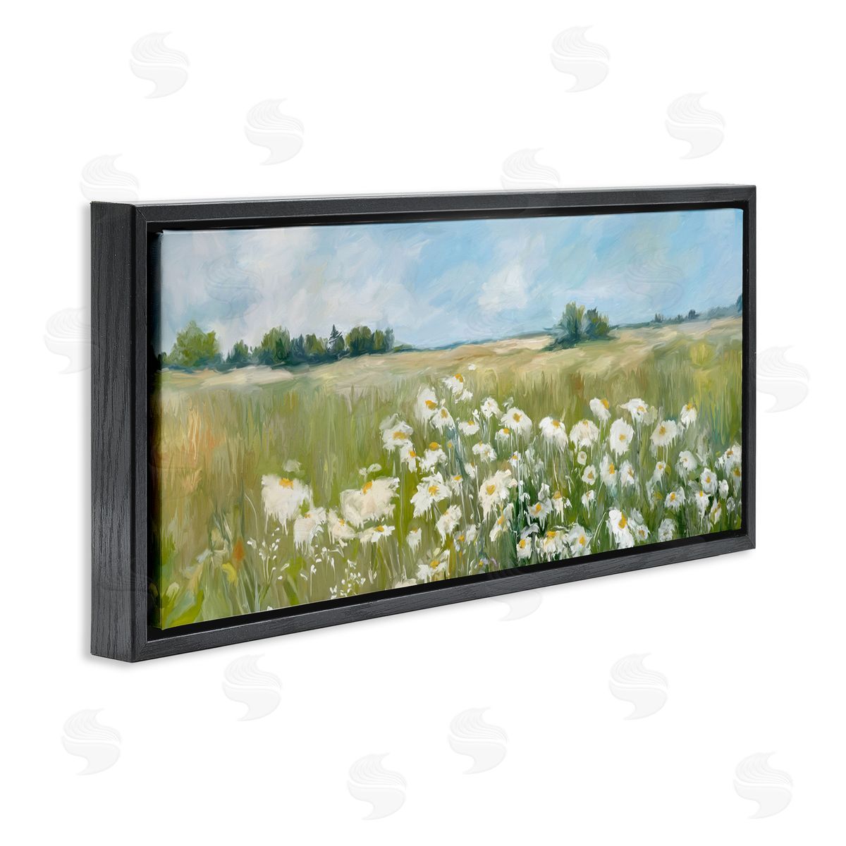 Panoramic Sunlit Cliff Black Floating Frame Canvas Wall Art, Home Decor by Ramona Murdock