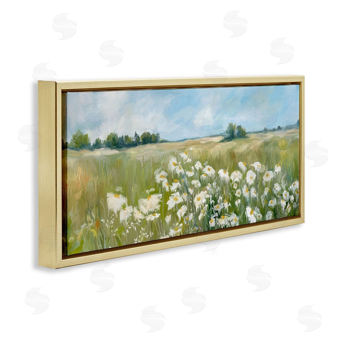 Panoramic Sunlit Cliff Gold Floating Frame Canvas Wall Art, Home Decor by Ramona Murdock