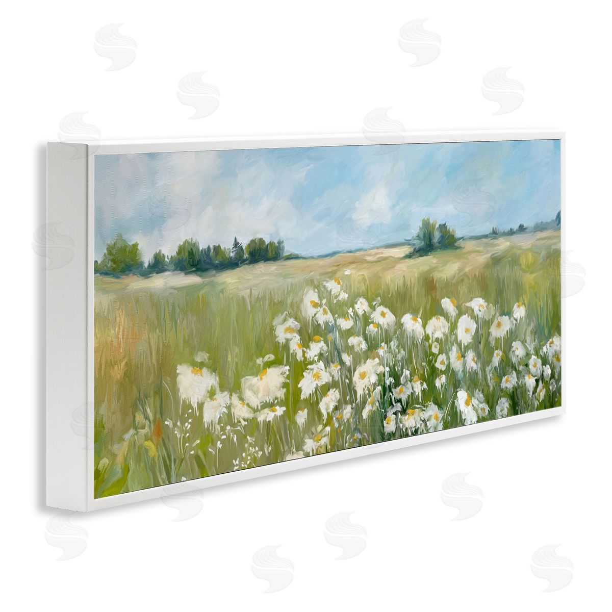 Panoramic Sunlit Cliff White Frame Print Wall Art, Home Decor by Ramona Murdock