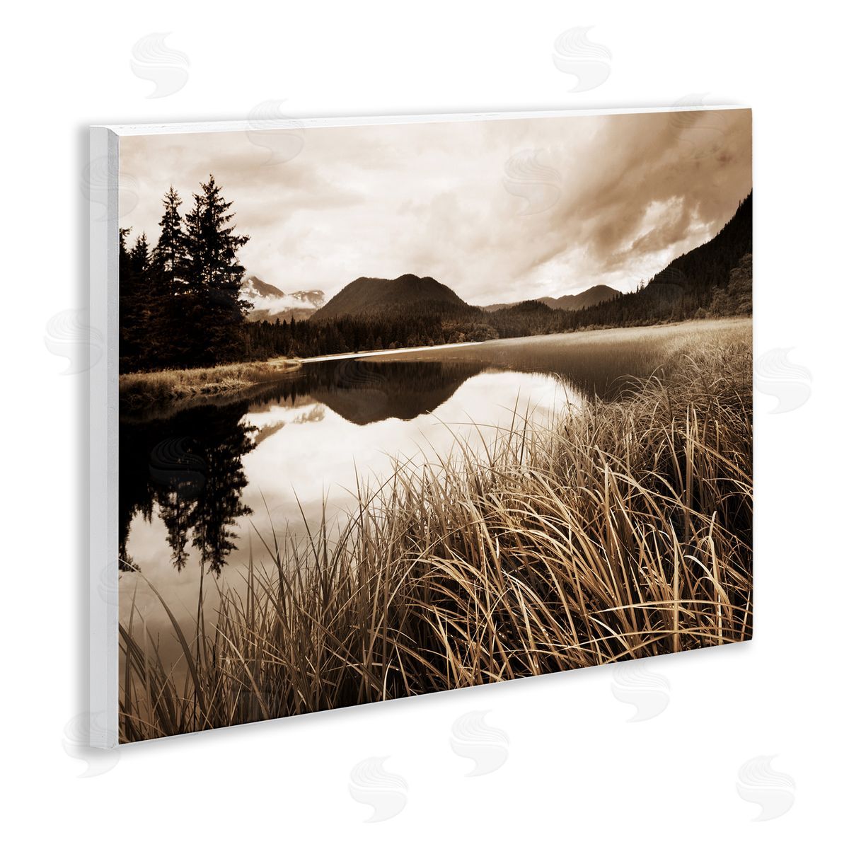 Sepia Lake Reflection Wood Plaque Wall Art, Home Decor by Danita Delimont