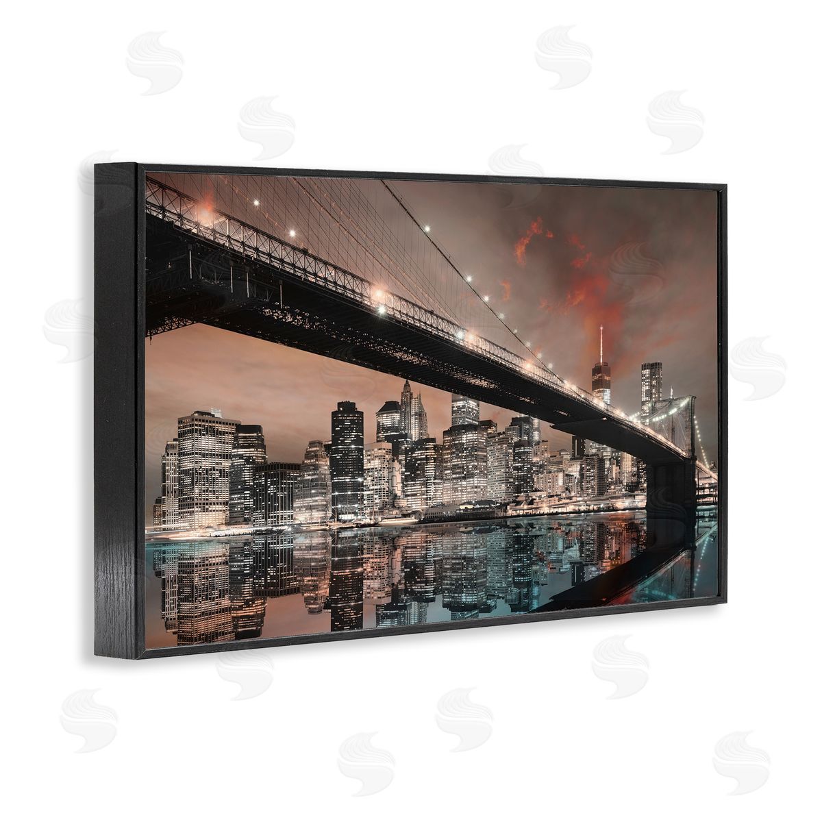 Bridge Cityscape View Black Frame Print Wall Art, Home Decor by CAD Designs