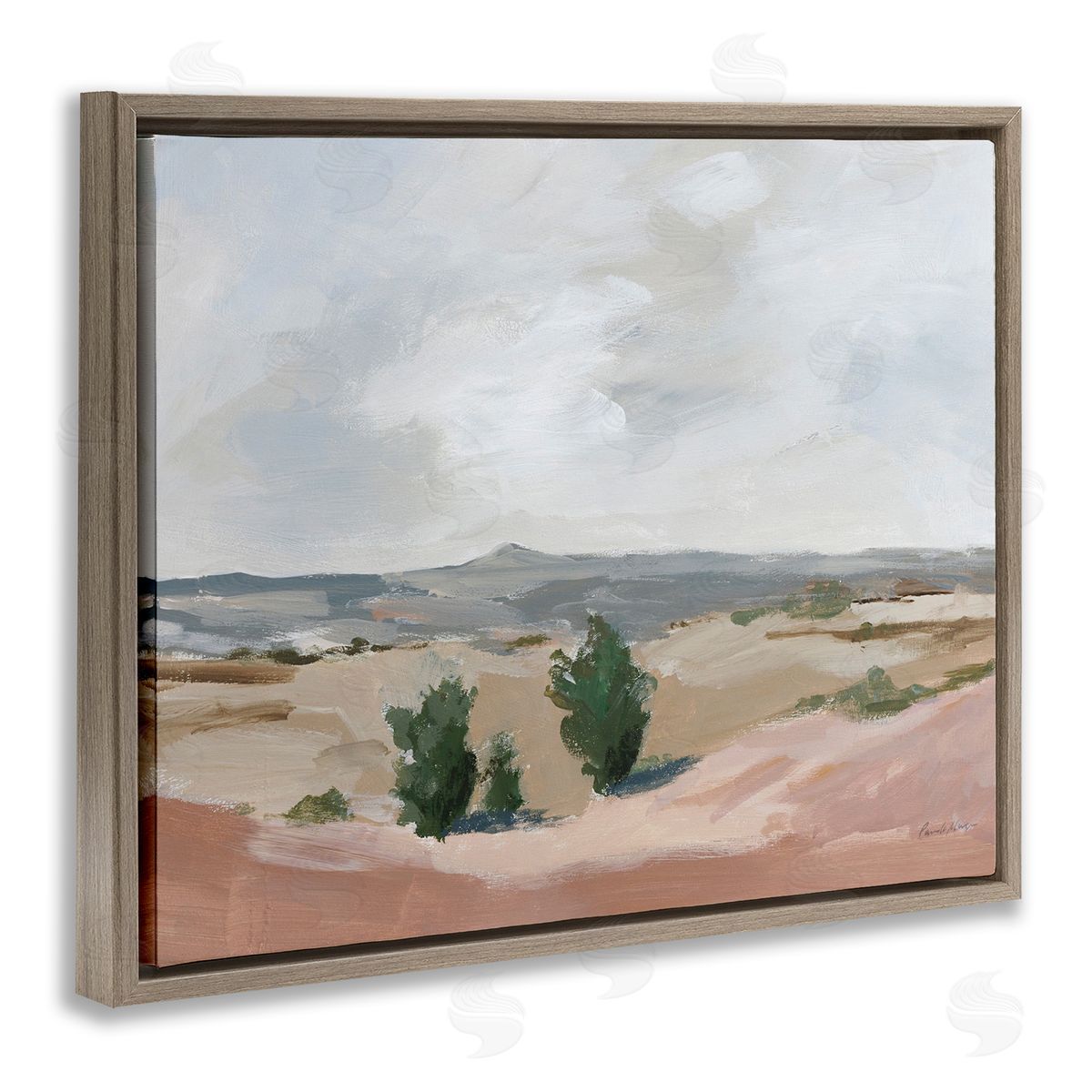 Vast Desert Mountains Brown Floating Frame Canvas Wall Art, Home Decor by Pamela Munger