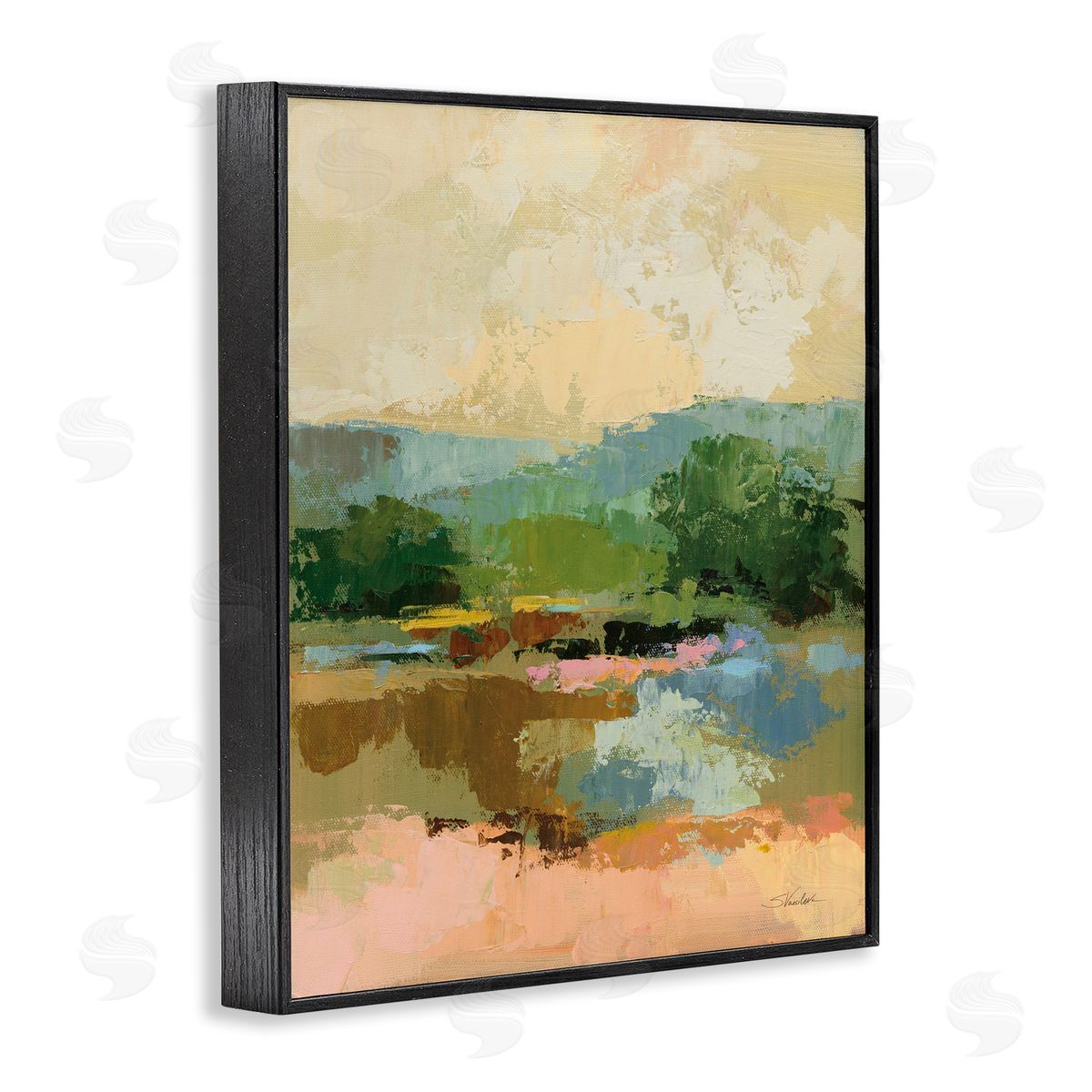 Across The River View Black Frame Print Wall Art, Home Decor by Silvia Vassileva