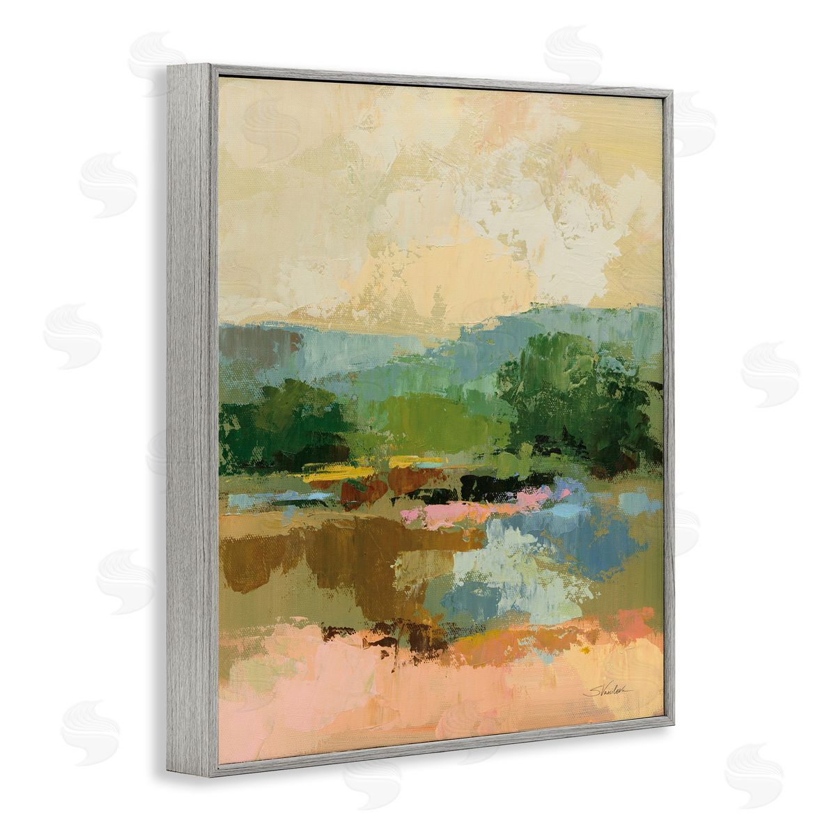 Across The River View Grey Frame Print Wall Art, Home Decor by Silvia Vassileva