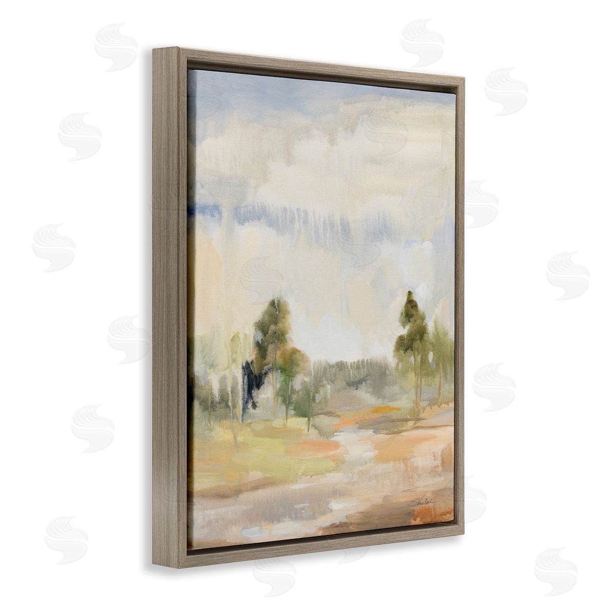 Light Summer Rain Brown Floating Frame Canvas Wall Art, Home Decor by Silvia Vassileva