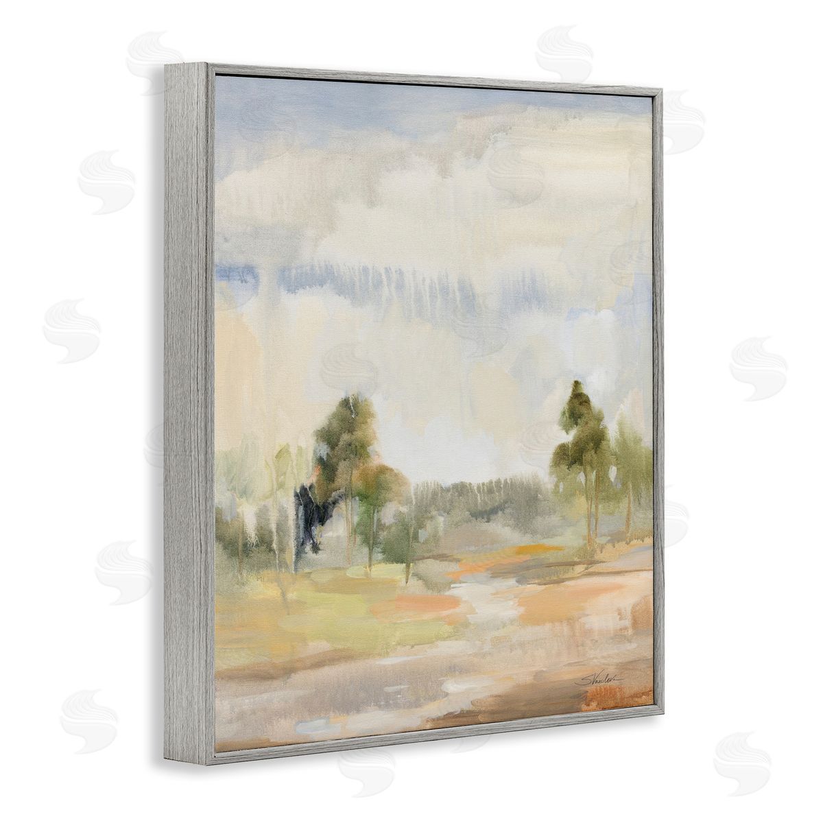 Light Summer Rain Grey Frame Print Wall Art, Home Decor by Silvia Vassileva