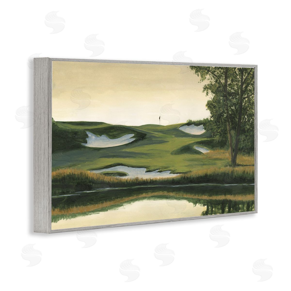 Golf Course Terrain Grey Frame Print Wall Art, Home Decor by Michael Willett