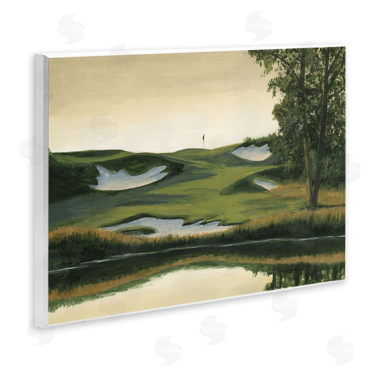 Golf Course Terrain Wood Plaque Wall Art, Home Decor by Michael Willett