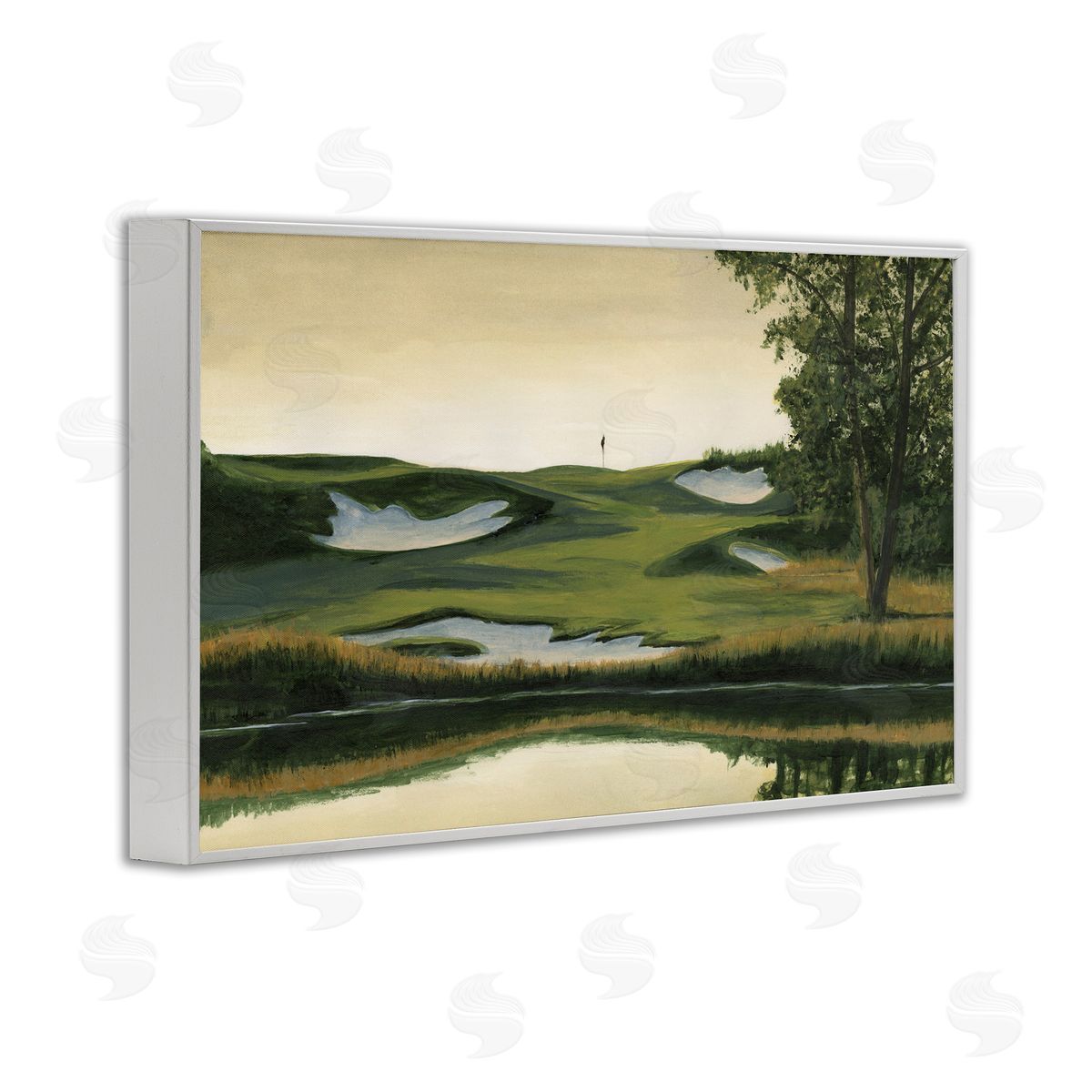 Golf Course Terrain White Frame Print Wall Art, Home Decor by Michael Willett