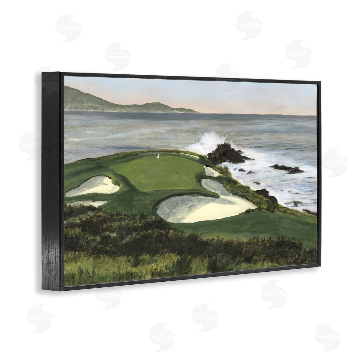 Coastal Golf Course Black Frame Print Wall Art, Home Decor by Michael Willett