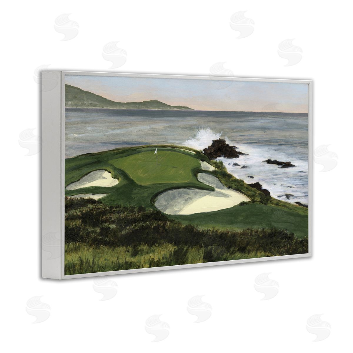 Coastal Golf Course White Frame Print Wall Art, Home Decor by Michael Willett