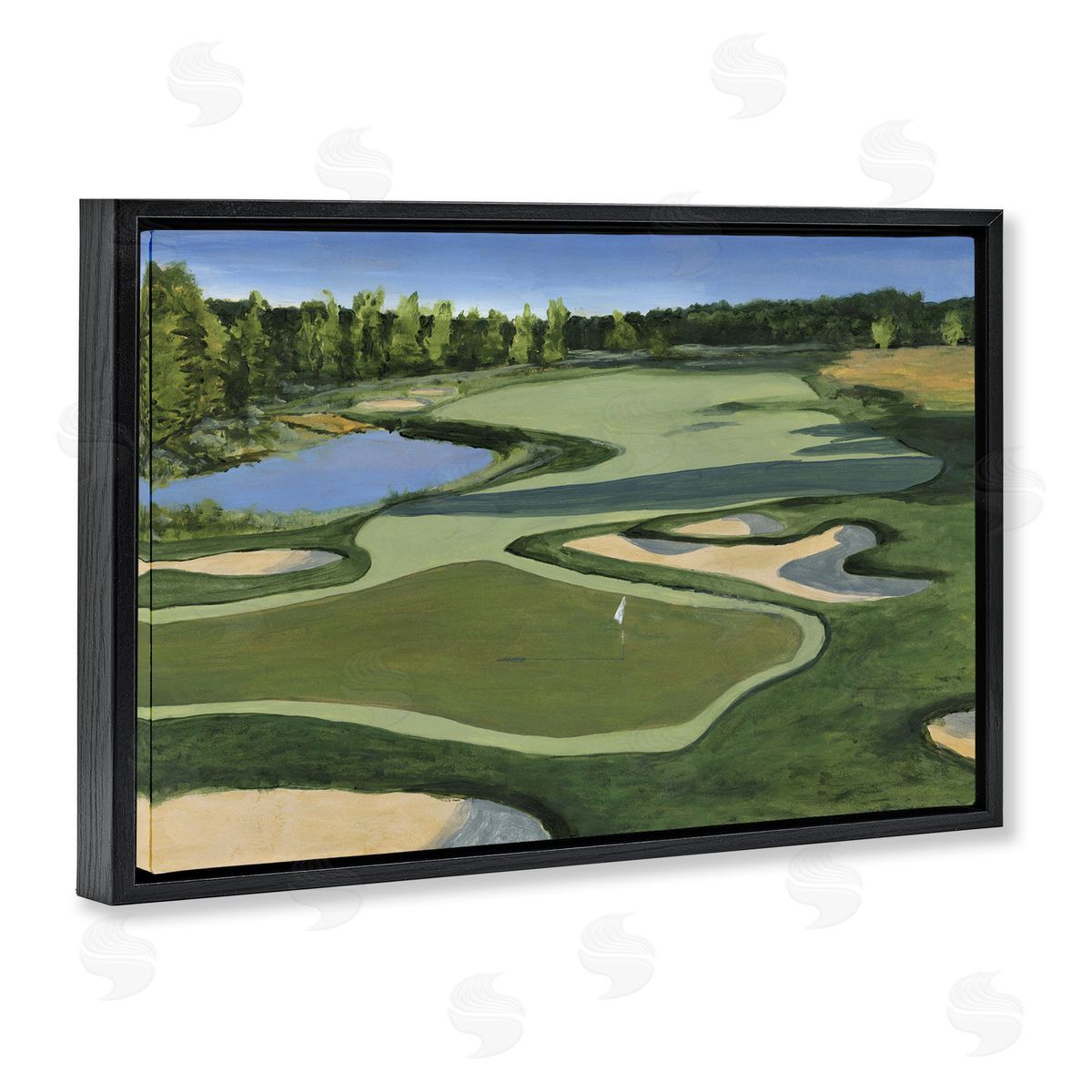 Traditional Golf Course Black Floating Frame Canvas Wall Art, Home Decor by Michael Willett