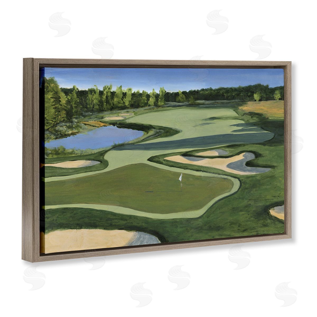 Traditional Golf Course Brown Floating Frame Canvas Wall Art, Home Decor by Michael Willett