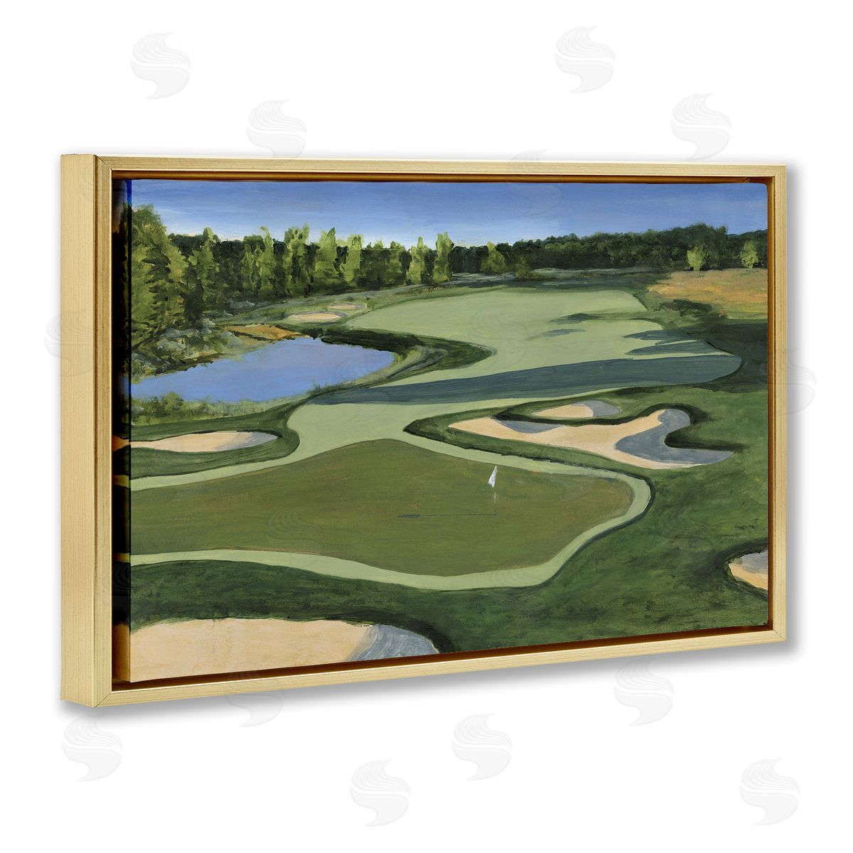 Traditional Golf Course Gold Floating Frame Canvas Wall Art, Home Decor by Michael Willett