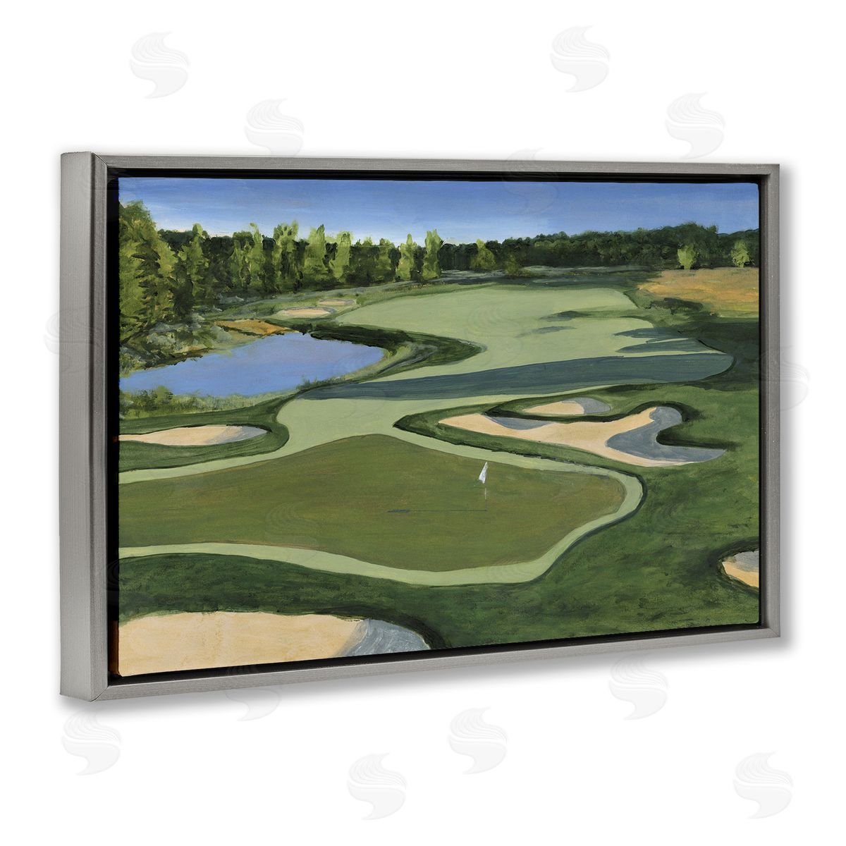 Traditional Golf Course Grey Floating Frame Canvas Wall Art, Home Decor by Michael Willett