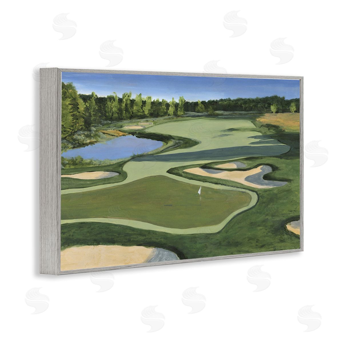 Traditional Golf Course Grey Frame Print Wall Art, Home Decor by Michael Willett